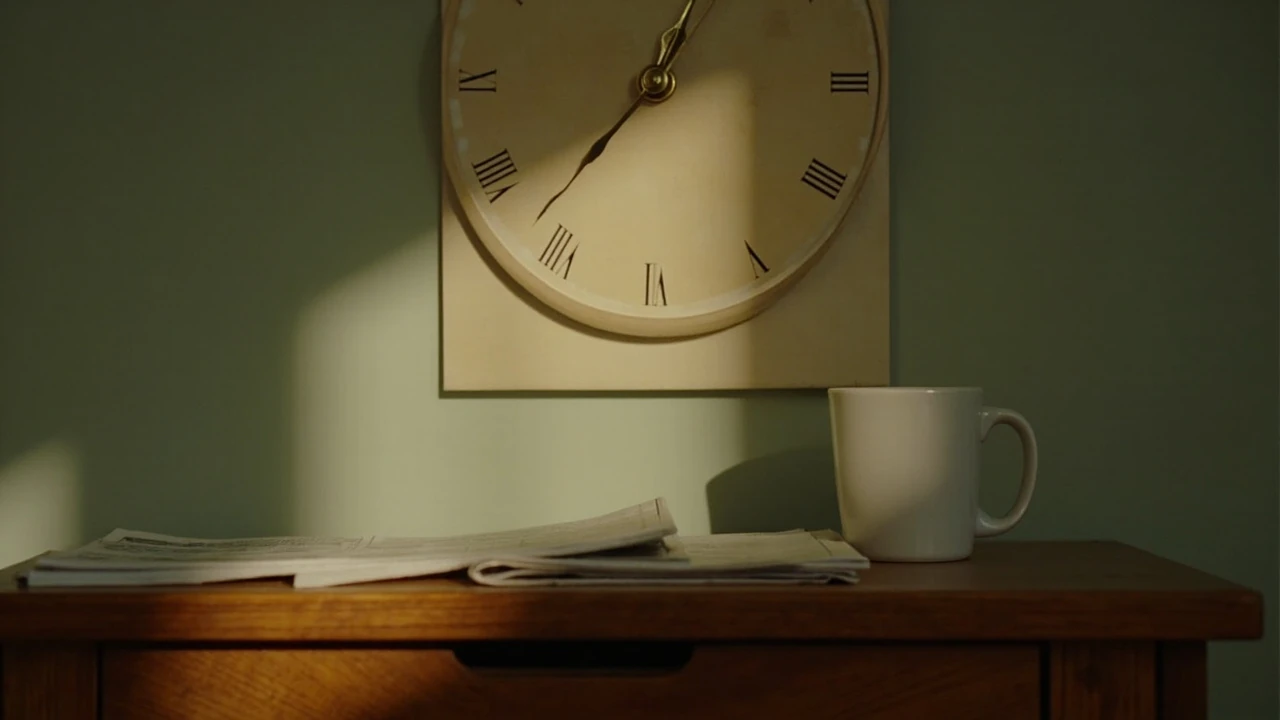 Orologio analogico che segna le ore 1:01, con cornice calda e atmosfera intima