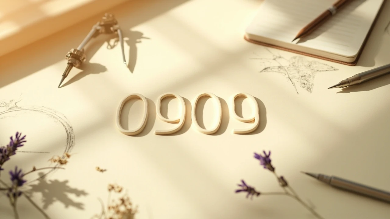 0909 significato: cifra 0909 e simboli numerologici su sfondo neutro