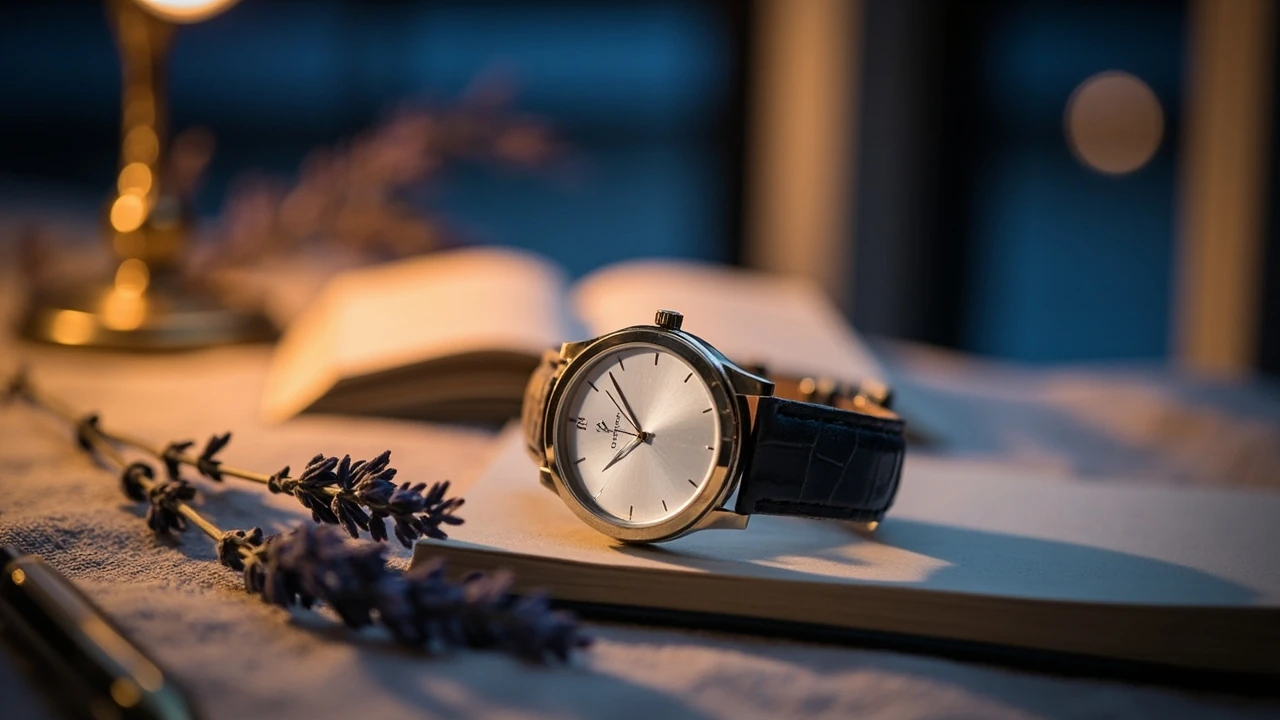 Orologio che segna le 20:02 con sfondo serale luminoso
